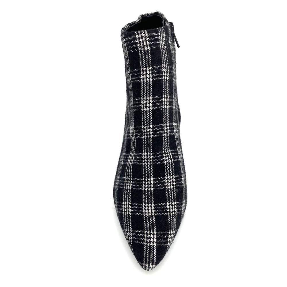 Black and White Plaid Fabric Ankle Boots NWT - Picture 5 of 6